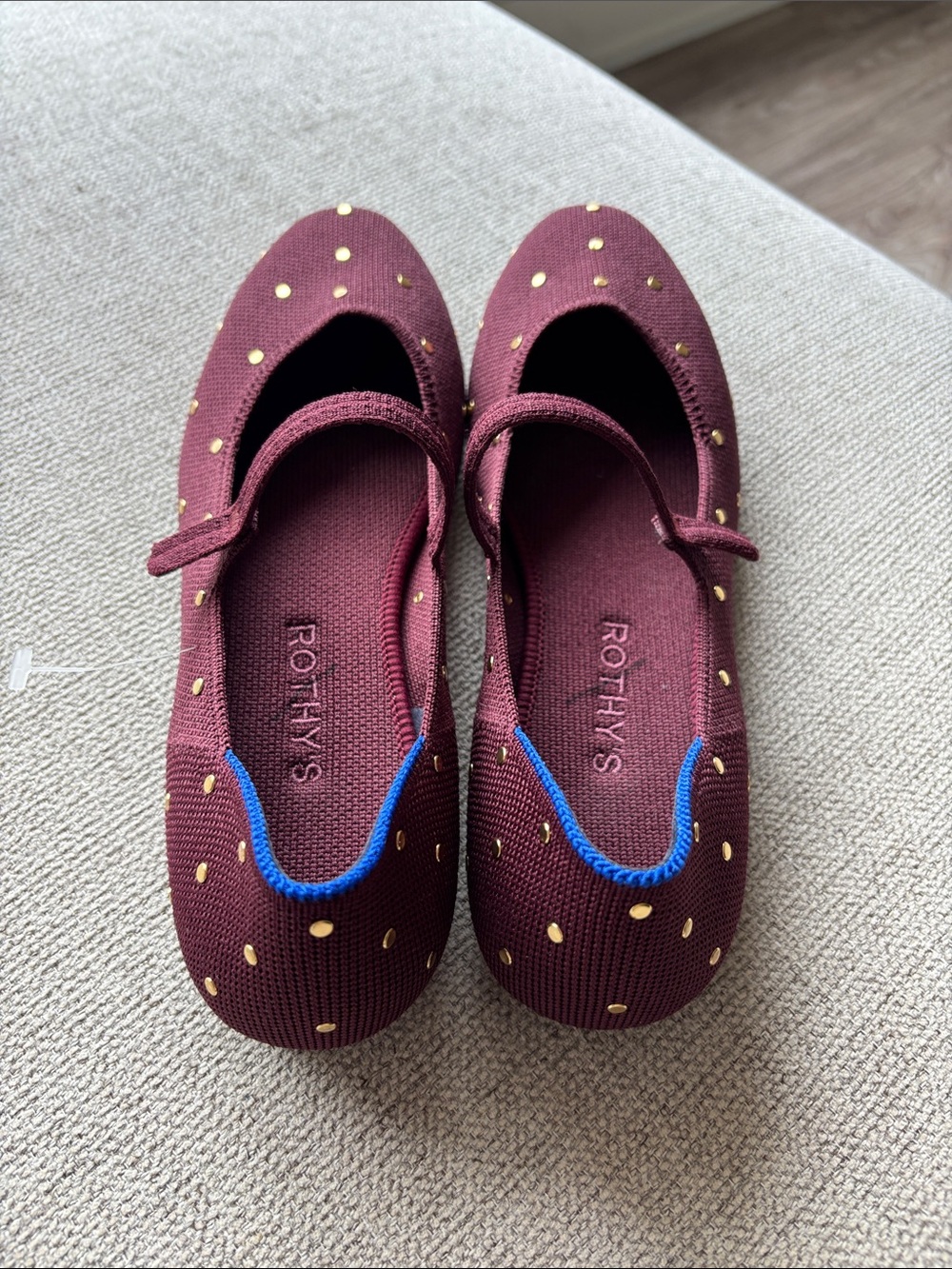 NWOT Rothy's Square Mary Jane Flats with Gold Studs Sz 8 - Picture 4 of 5